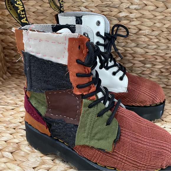 Dr. Martens Custom Jadon Platform Smooth White Leather Mixed Tile Patchwork Boot - Picture 7 of 13